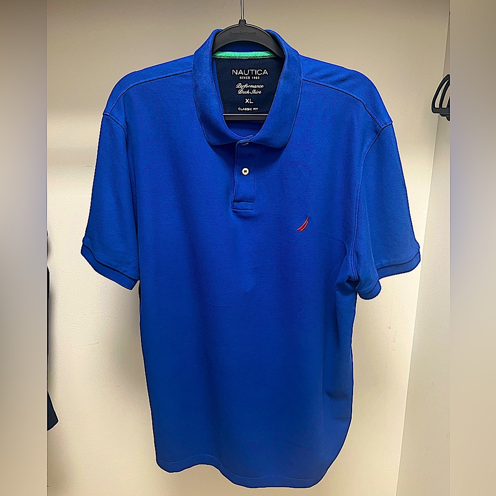 Nautica Performance Deck Royal Blue Classic Fit Size XL Shirt Polo